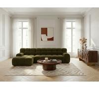Canapé d'angle convertible avance-recule électrique ANDRE tissu texturé vert angle gauche BOBOCHIC 3 places Angle gauche Vert
