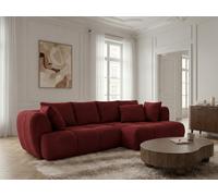 Canapé d'angle convertible avance-recule électrique AUDE tissu bouclette rouge angle droit BOBOCHIC 3 places Angle droit Rouge