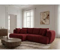 Canapé d'angle convertible avance-recule électrique AUDE tissu bouclette rouge angle gauche BOBOCHIC 3 places Angle gauche Rouge