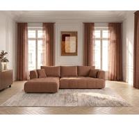 Canapé d'angle convertible avance-recule électrique CLOVIS tissu lisse orange angle gauche BOBOCHIC 3 places Angle gauche Orange