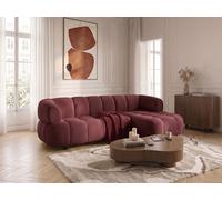 Canapé d'angle convertible avance-recule électrique LOVELY tissu chenille rouge angle droit BOBOCHIC 3 places Angle droit Rouge