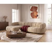 Canapé d'angle convertible avance-recule électrique LOVELY tissu chenille taupe angle gauche BOBOCHIC 3 places Angle gauche Taupe