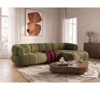 Canapé d'angle convertible avance-recule électrique LOVELY tissu chenille vert angle droit BOBOCHIC 3 places Angle droit Vert