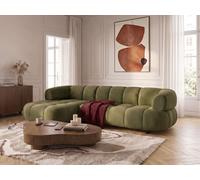 Canapé d'angle convertible avance-recule électrique LOVELY tissu chenille vert angle gauche BOBOCHIC 3 places Angle gauche Vert
