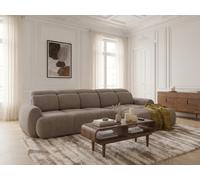 Canapé d'angle convertible avance-recule électrique RUBY tissu chenille marron angle droit BOBOCHIC 3 places Angle droit Marron
