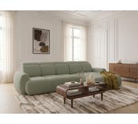 Canapé d'angle convertible avance-recule électrique RUBY tissu chenille vert angle droit BOBOCHIC 3 places Angle droit Vert