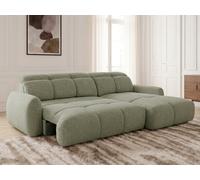 Canapé d'angle convertible avance-recule électrique RUBY tissu chenille vert angle gauche BOBOCHIC 3 places Angle gauche Vert