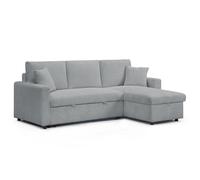 Canapé d'angle convertible avec coffre de rangement réversible Toledo Velours côtelé Argent