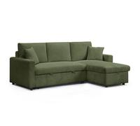 Canapé d'angle convertible avec coffre de rangement réversible Toledo Velours côtelé Vert