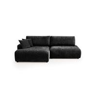 Pivoine - Canapé d'angle ouvert gauche 4 places convertible avec coffre en tissu texturé