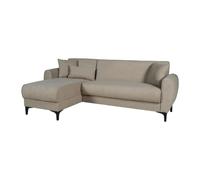 Canapé d'angle convertible réversible - 3 / 4 personnes - BILBAO - Coffre - 3 coussins - Tissu beige - 229 x 81 / 154 x 84 cm