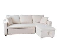 Canapé d'angle convertible CLARK 3 places en velours côtelé beige