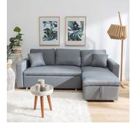 Happy Garden – Canapé d'angle convertible CLARK – 3 places, méridienne réversible – Gris