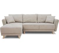 Canapé d'angle convertible CLAUDIUS, 3-4 places, Tissu Beige, Coffre de rangement, Réversible, L 244 x P 158 cm