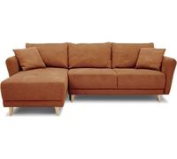 Canapé d'angle convertible CLAUDIUS, Réversible, Coffre de rangement, Tissu Terracotta, 3-4 places, L 244 x P 158 x H 95 cm