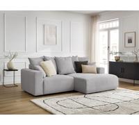 Canapé d'angle convertible coffre ATILLA velours côtelé gris clair angle droit BOBOCHIC 3 places Angle droit Gris clair