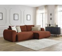 Canapé d'angle convertible coffre LUCIEN gros côtelé doux orange angle droit BOBOCHIC 4 places Angle droit Orange