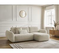 Canapé d'angle convertible DENISE tissu texturé beige angle droit BOBOCHIC 3 places Angle droit Beige