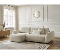 Canapé d'angle convertible DENISE tissu texturé beige angle gauche BOBOCHIC 3 places Angle gauche Beige