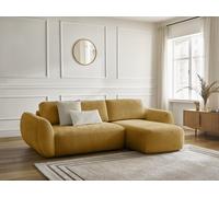 Canapé d'angle convertible DENISE tissu texturé jaune angle droit BOBOCHIC 3 places Angle droit Jaune