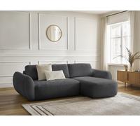 Canapé d'angle convertible DENISE tissu texturé noir angle droit BOBOCHIC 3 places Angle droit Noir