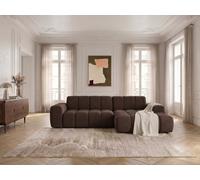 Canapé d'angle convertible électrique avance-recule THEO tissu chenille marron angle droit BOBOCHIC 3 places Angle droit Marron