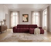 Canapé d'angle convertible électrique avance-recule THEO tissu chenille rouge angle droit BOBOCHIC 3 places Angle droit Rouge