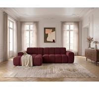 Canapé d'angle convertible électrique avance-recule THEO tissu chenille rouge angle gauche BOBOCHIC 3 places Angle gauche Rouge