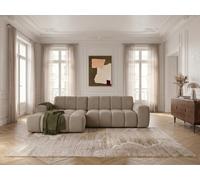 Canapé d'angle convertible électrique avance-recule THEO tissu chenille taupe angle gauche BOBOCHIC 3 places Angle gauche Taupe
