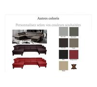Canapé d'angle convertible en cuir italien de luxe 7/8 places ASTON couleur personnalisée angle gauche
