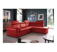 Canapé d'angle convertible en cuir italien luxe - Rouge foncé - 5/6 places - avec coffre - Angle droit (vu de face) - TONY