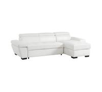 Vente-unique Canapé d'angle Convertible en Cuir JONOVA - Blanc - Angle Droit