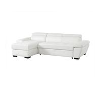 Vente-unique - Canapé d'angle Convertible en Cuir JONOVA - Blanc - Angle Gauche