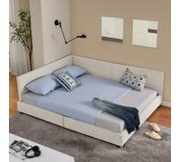 Canapé d'angle convertible en lit - Canapé-lit - Lit escamotable - Canapé relax - Canapé d'angle convertible en lit - Beige clair, 160x200 cm, pour deux personnes