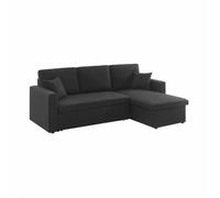Canapé d'angle convertible en tissu noir - IDA - 3 places. fauteuil d'angle réversible coffre rangement lit modulable
