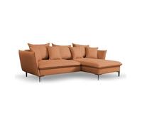 Canapé d'angle convertible en tissu orange LAZARE - Angle droit