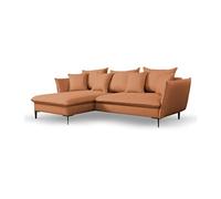 Canapé d'angle convertible en tissu orange LAZARE - Angle gauche