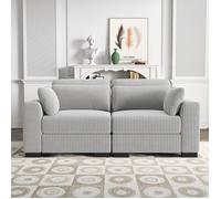 Canapé d'angle convertible en Velours côtelé gris - 3 places. fauteuil d'angle réversible coffre rangement lit modulable