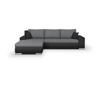Canapé d'angle convertible et réversible 5 places INDIAN - Tissu gris clair et anthracite