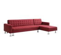 Canapé d'angle convertible et réversible en tissu rouge WILLIS II