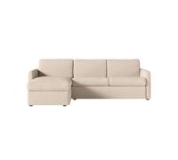 Canapé d'angle convertible express 4 places AGATHE couchage quotidien 140x190cm en tissu beige - Matelas 13cm