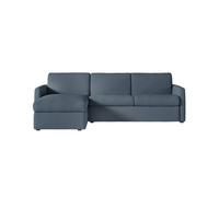 Canapé d'angle convertible express 4 places AGATHE couchage quotidien 140x190cm en tissu bleu foncé - Matelas 13cm