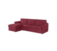Canapé d'angle convertible express 4 places AGATHE couchage quotidien 140x190cm en tissu bordeaux - Matelas 13cm