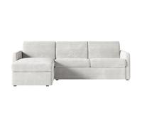 Canapé d'angle convertible express 4 places AGATHE couchage quotidien 140x190cm en tissu chenille beige - Matelas 13cm