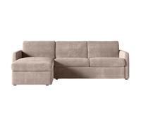 Canapé d'angle convertible express 4 places AGATHE couchage quotidien 140x190cm en tissu chenille taupe - Matelas 13cm
