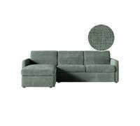 Canapé d'angle convertible express 4 places AGATHE couchage quotidien 140x190cm en tissu chenille vert - Matelas 13cm