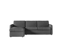 Canapé d'angle convertible express 4 places AGATHE couchage quotidien 140x190cm en tissu gris foncé - Matelas 13cm