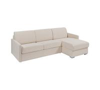 Canapé d'angle convertible express et réversible en tissu texturé beige - Couchage 160 cm - Matelas 22 cm avec mémoire de forme - CALIFE
