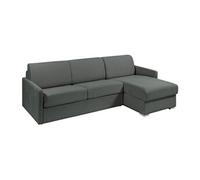 Canapé d'angle convertible express et réversible en tissu texturé gris - Couchage 140 cm à lattes larges - Matelas 18 cm - CALIFE