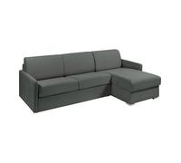 Canapé d'angle convertible express et réversible en tissu texturé gris - Couchage 160 cm - Matelas 18 cm - CALIFE